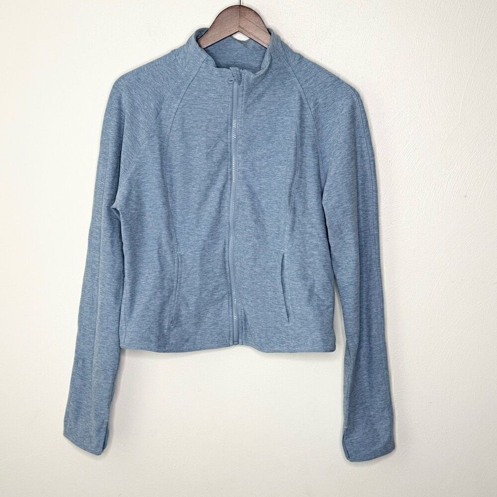 Yogalicious Lux Cropped Full Zip Athletic Jacket - Light Blue - Women’s US XL